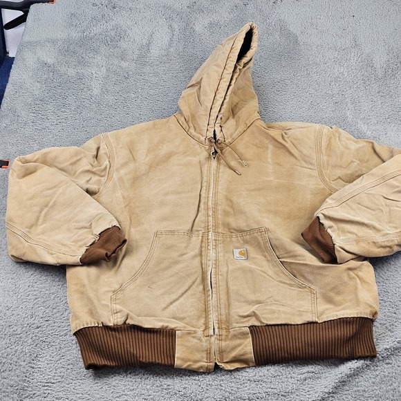 Carhartt Other - Vintage Carhartt Jacket Mens 2XL Brown Hooded Fleece Lined Workwear Chore Barn